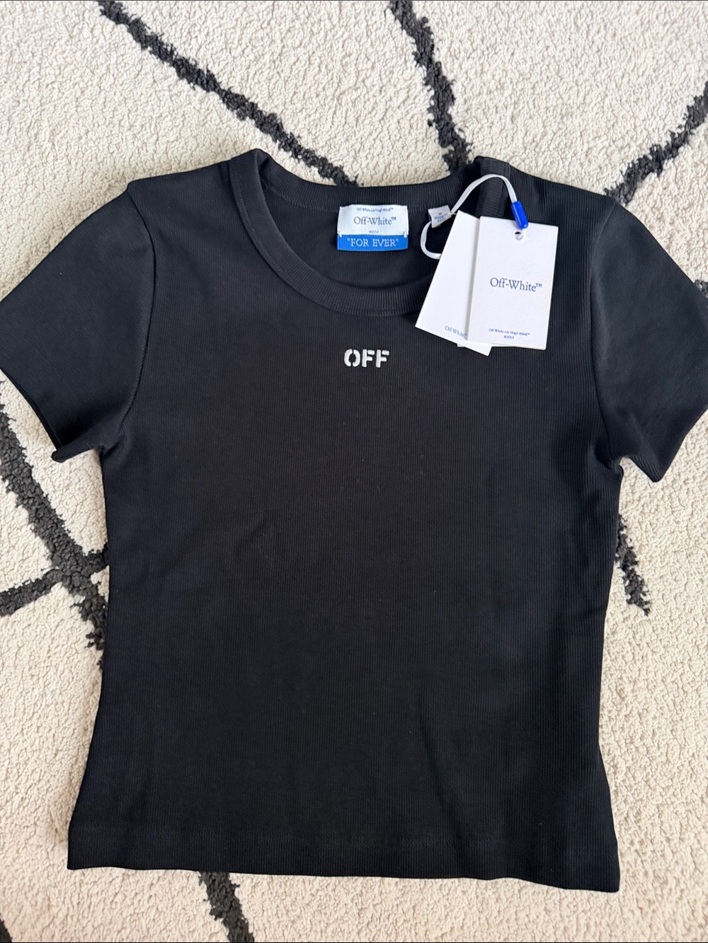 Off-White Black Short Sleeve 'OFF' Ribbed Tee